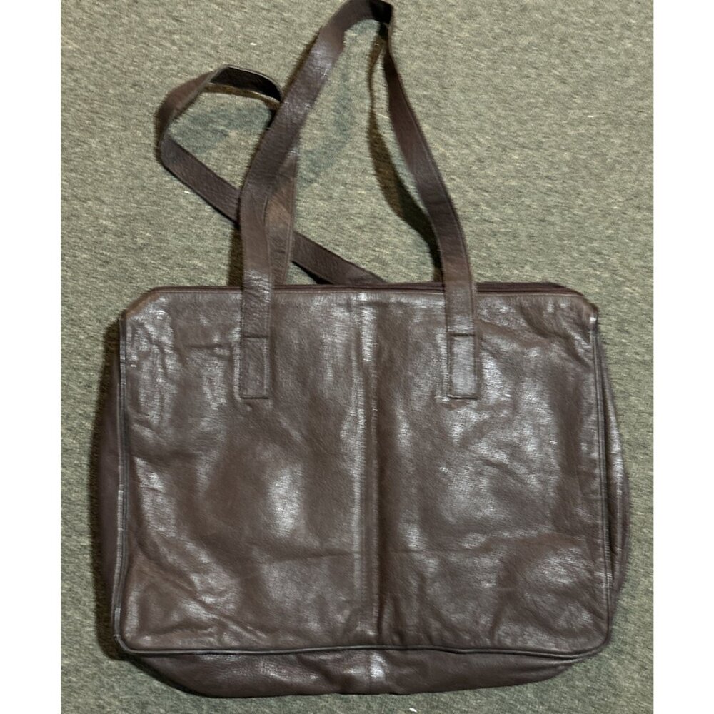 VTG Kenneth Cole 90's Espresso Brown Leather Tote Bag Leather Working Girl - Picture 5 of 12